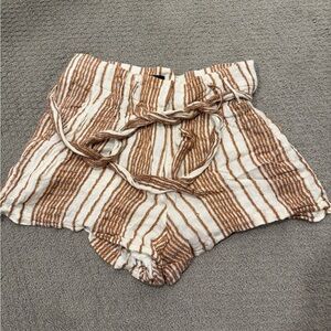 Lulu's High Waist Brown and White Striped Shorts